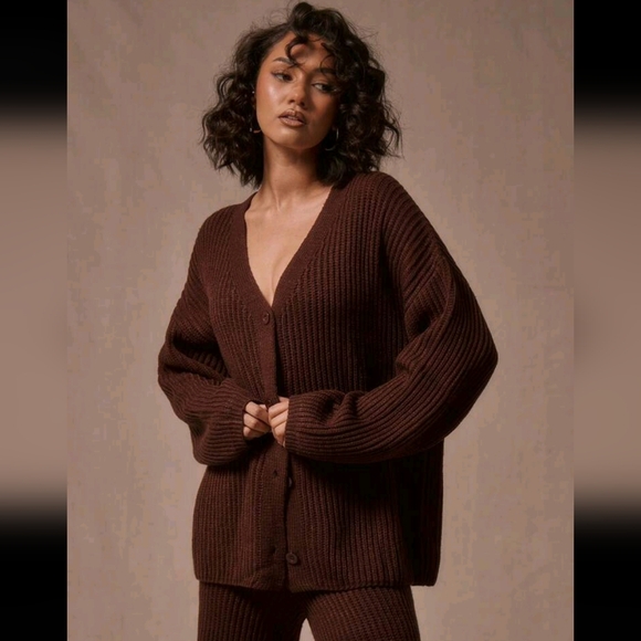 Sweaters - Oversized Chunky Knit Cardigan Top Only